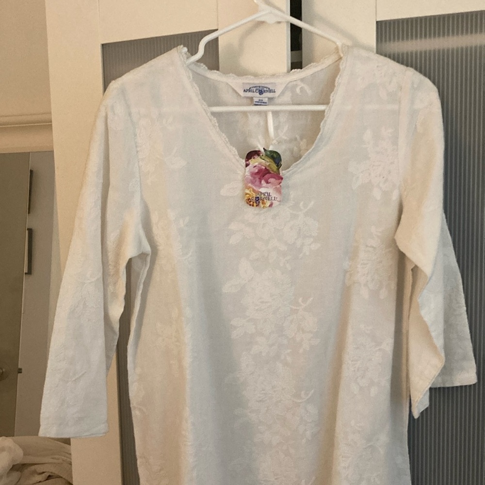 April Cornell White Angel Linen Tunic NWT